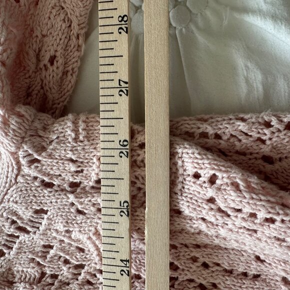 Pink Open-Front Lace Knit Cardigan Sweater 1X By Denim 24/7 Boho Cottagecore - Picture 8 of 11